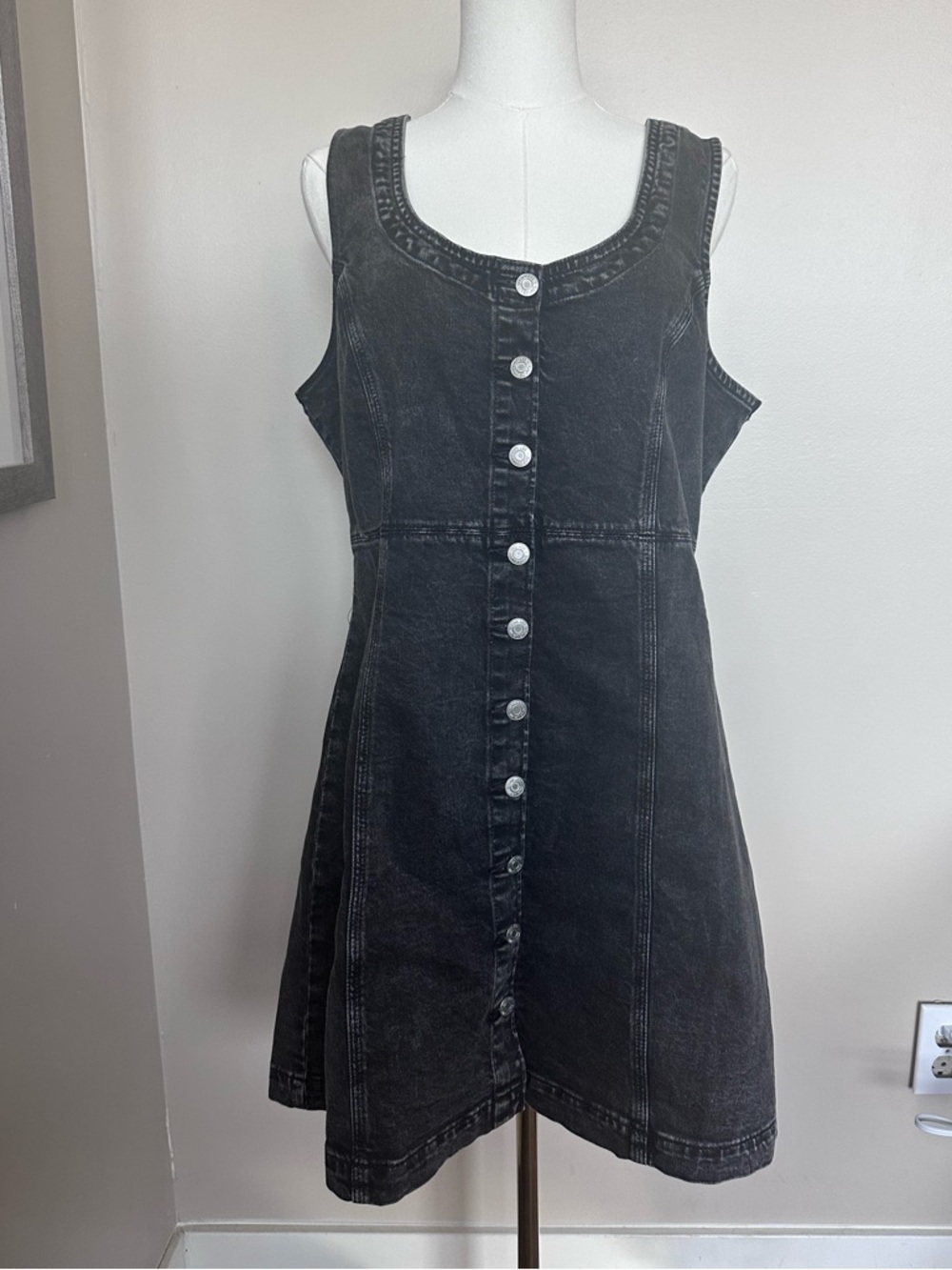 Chic 90s Grunge Gap Black Denim Jumpsuit Dress | Size…
